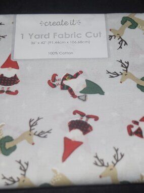 Whimsical Holiday Gnome Fabric – 1 Yard Precut Cotton for Sewing